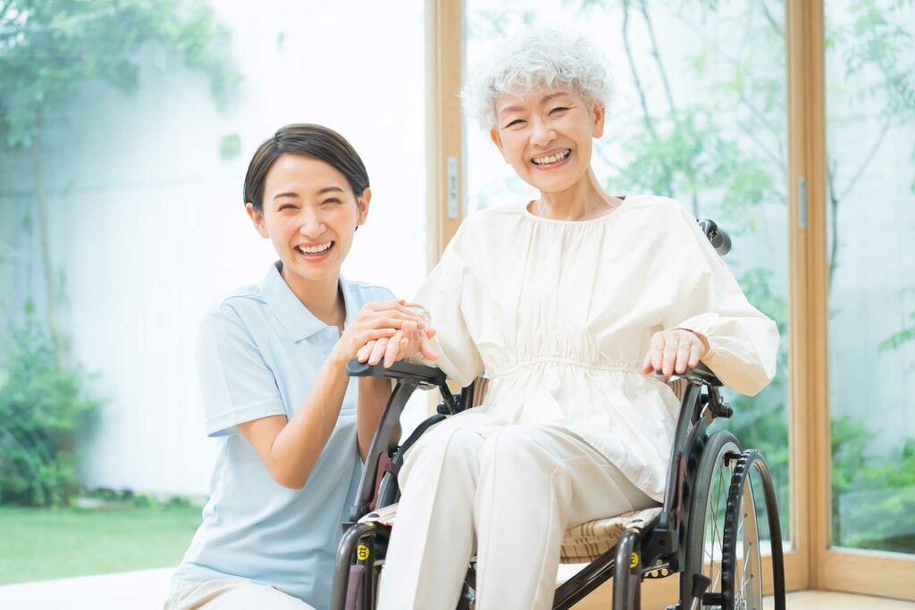 health care worker taking care of elderly