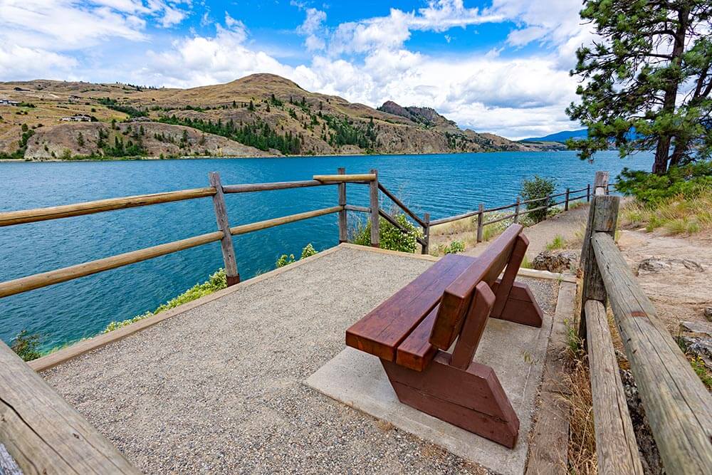 Park bench at Kalamalka Lake from Kalamalka Lake Provincial Park Park bench at Kalamalka Lake from Kalamalka Lake Provincial Park